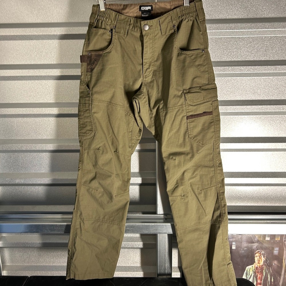 CQR Sapper Tactical Cargo Pants Mens 30W 32L Green Ripstop Utility Work Outdoor